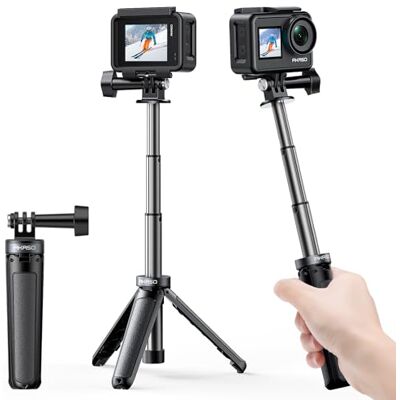 AKASO Mini bastão selfie / selfie stick com tripé para câmara de ação Acessórios compatíveis com câmara desportiva /GoPro Hero12/11/10/9/8/7/Max/DJI Osmo Action AKASO Mini bastão selfie / selfie stick com tripé para câmara de ação Acessórios compatíveis com câmara desportiva /GoPro Hero12/11/10/9/8/7/Max/DJI Osmo Action
