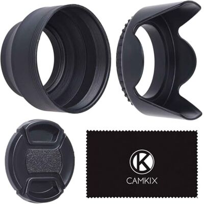 CAMKIX 2 Para-sol de Objectivas: Tulipas + Borracha – 1 Tampa para Objectiva – Reduz o Reflexo da Lente e o Deslumbramento – Bloqueia o Excesso de Luz Solar para Melhorar a Fotografia e o Vídeo CAMKIX 2 Para-sol de Objectivas: Tulipas + Borracha – 1 Tampa para Objectiva – Reduz o Reflexo da Lente e o Deslumbramento – Bloqueia o Excesso de Luz Solar para Melhorar a Fotografia e o Vídeo