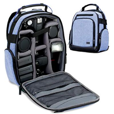 USA Gear , Mochila para Câmara DSLR com Divisores Personalizáveis, Fundo Resistente e Suporte Confortável Compatível com Canon, Nikon, Sony e mais, azul, Tamanho único USA Gear , Mochila para Câmara DSLR com Divisores Personalizáveis, Fundo Resistente e Suporte Confortável Compatível com Canon, Nikon, Sony e mais, azul, Tamanho único