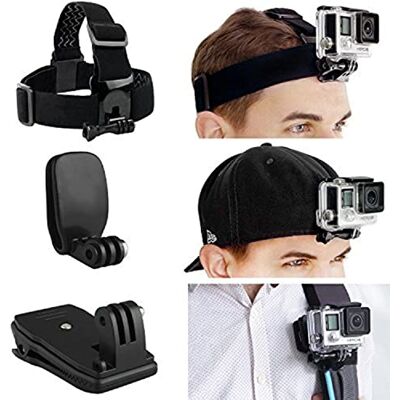 CAMKIX Pacote de montagem para cabeça e mochila compatível com GoPro Hero/DJI Osmo Action correia de cabeça, pinça rápida para chapéu e mochila CAMKIX Pacote de montagem para cabeça e mochila compatível com GoPro Hero/DJI Osmo Action correia de cabeça, pinça rápida para chapéu e mochila