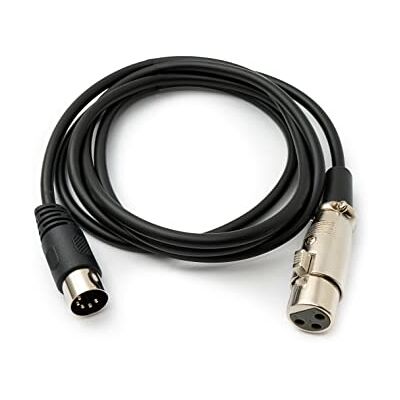 SYSTEM-S Cabo de áudio de 150 cm XLR fêmea de 3 pinos para adaptador DIN 5 pinos em preto SYSTEM-S Cabo de áudio de 150 cm XLR fêmea de 3 pinos para adaptador DIN 5 pinos em preto