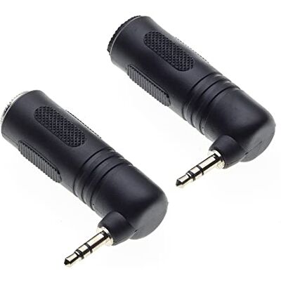 Keple Adaptador de áudio em ângulo reto de 6,35 a 3,5, adaptador de jack de 90 graus de 6,35 mm 1/4" feminino a 3,5 mm 1/8" masculino, embalagem de 2 Keple Adaptador de áudio em ângulo reto de 6,35 a 3,5, adaptador de jack de 90 graus de 6,35 mm 1/4" feminino a 3,5 mm 1/8" masculino, embalagem de 2