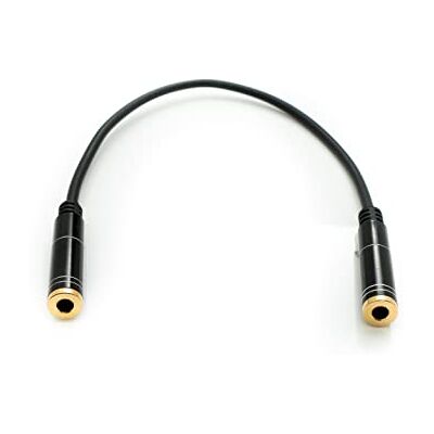 SYSTEM-S Cabo de áudio estéreo AUX jack de 3,5 mm fêmea a fêmea de 20 cm, cor preta SYSTEM-S Cabo de áudio estéreo AUX jack de 3,5 mm fêmea a fêmea de 20 cm, cor preta