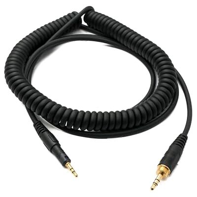 SYSTEM-S Cabo de substituição de áudio de 2 m AUX jack em espiral para áudio Technica ATH M70x M60X M50x M40x SYSTEM-S Cabo de substituição de áudio de 2 m AUX jack em espiral para áudio Technica ATH M70x M60X M50x M40x