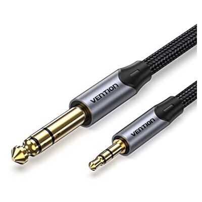 VENTION Cabo Jack de 3,5mm para 6,35mm, cabo de áudio estéreo HiFi macho para macho, nylon trançado, para amplificador, MP3, portáteis, guitarra, altifalantes 0,5M VENTION Cabo Jack de 3,5mm para 6,35mm, cabo de áudio estéreo HiFi macho para macho, nylon trançado, para amplificador, MP3, portáteis, guitarra, altifalantes 0,5M