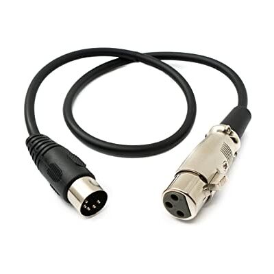 SYSTEM-S Cabo de áudio de 50 cm XLR de 3 pinos fêmea para adaptador DIN 5 pinos em preto SYSTEM-S Cabo de áudio de 50 cm XLR de 3 pinos fêmea para adaptador DIN 5 pinos em preto