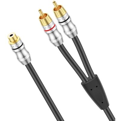 J&D Cabos Cinch RCA Y Cabo Adaptador, 1 Fêmea para 2 Macho Divisor Y Curto Com Adaptador Banhado a Ouro para Subwoofer, AMP, Gira-discos, Receptor, Cinema em Casa, Áudio Estéreo, 0,3 Metros J&D Cabos Cinch RCA Y Cabo Adaptador, 1 Fêmea para 2 Macho Divisor Y Curto Com Adaptador Banhado a Ouro para Subwoofer, AMP, Gira-discos, Receptor, Cinema em Casa, Áudio Estéreo, 0,3 Metros