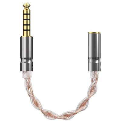 GEEKRIA Apollo 4N OCC e cabo de atualização prateado de cristal único/cabo adaptador macho balanceado de 4,4 mm para fêmea balanceada de 3,5 mm/cabo de áudio de 4 núcleos (13 centímetros) GEEKRIA Apollo 4N OCC e cabo de atualização prateado de cristal único/cabo adaptador macho balanceado de 4,4 mm para fêmea balanceada de 3,5 mm/cabo de áudio de 4 núcleos (13 centímetros)