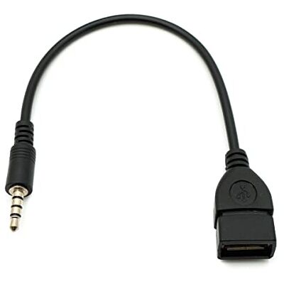SYSTEM-S Cabo de áudio USB de 20 cm, conector jack macho de 3,5 mm a 2,0 tipo A fêmea AUX em preto SYSTEM-S Cabo de áudio USB de 20 cm, conector jack macho de 3,5 mm a 2,0 tipo A fêmea AUX em preto