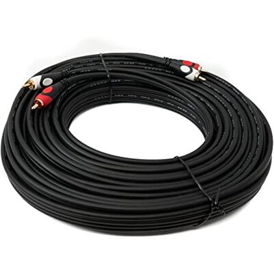 SYSTEM-S Cabo RCA 2 RCA de 20 m macho a macho, adaptador AV estéreo a preto SYSTEM-S Cabo RCA 2 RCA de 20 m macho a macho, adaptador AV estéreo a preto