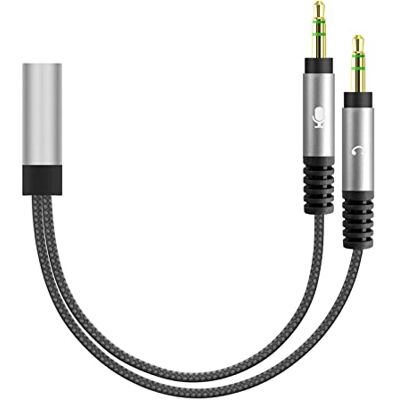 GEEKRIA Adaptador Y para auriculares de nylon trançado, cabo divisor de auriculares para PC/Notebook, portátil antigo com microfone e jack de áudio (2 × 3,5 mm macho a 1 × 3,5 mm feminino) GEEKRIA Adaptador Y para auriculares de nylon trançado, cabo divisor de auriculares para PC/Notebook, portátil antigo com microfone e jack de áudio (2 × 3,5 mm macho a 1 × 3,5 mm feminino)