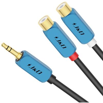 J&D Cabo de 3,5 mm a 2 RCA, adaptador de áudio estéreo de 3,5 mm macho a 2 RCA feminino, cabo de extensão RCA fêmea a 3,5 mm macho com caixa de cobre banhada a ouro de alta resistência, 0,3 metros J&D Cabo de 3,5 mm a 2 RCA, adaptador de áudio estéreo de 3,5 mm macho a 2 RCA feminino, cabo de extensão RCA fêmea a 3,5 mm macho com caixa de cobre banhada a ouro de alta resistência, 0,3 metros