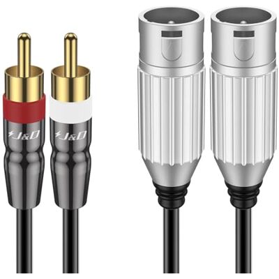 J&D Cabo duplo RCA a XLR, desequilibrado 2 macho XLR para 2 macho RCA, conexão de áudio estéreo para alto-falantes, amplificadores, sistemas de áudio estéreo HiFi, 0,9 m J&D Cabo duplo RCA a XLR, desequilibrado 2 macho XLR para 2 macho RCA, conexão de áudio estéreo para alto-falantes, amplificadores, sistemas de áudio estéreo HiFi, 0,9 m
