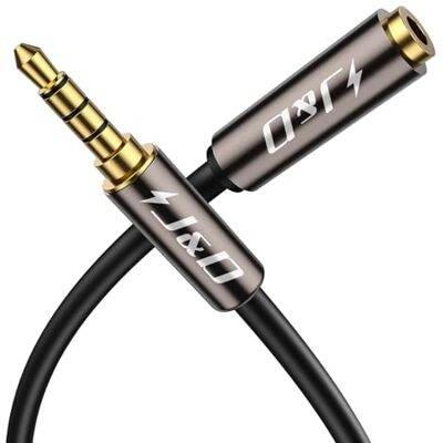 J&D Cabo TRRS 3,5 mm, 1/8 polegadas 4 polos TRRS Jack macho para fêmea cabo de extensão auxiliar para auriculares, estéreo de carro, telefones e altifalantes, 0,9 metros J&D Cabo TRRS 3,5 mm, 1/8 polegadas 4 polos TRRS Jack macho para fêmea cabo de extensão auxiliar para auriculares, estéreo de carro, telefones e altifalantes, 0,9 metros