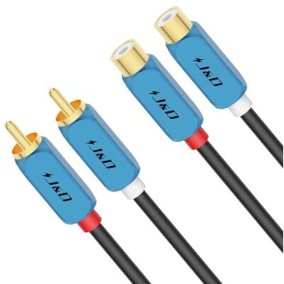 J&D Cabo de extensão de 2 RCA, cabo de extensão de áudio estéreo de 2 RCA macho a fêmea com carcaça de liga de alumínio resistente, 3 m J&D Cabo de extensão de 2 RCA, cabo de extensão de áudio estéreo de 2 RCA macho a fêmea com carcaça de liga de alumínio resistente, 3 m