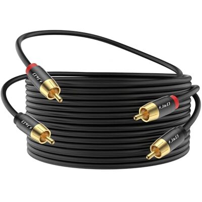 J&D 2 RCA M/M Cabo de áudio estéreo, cabo de áudio RCA de 20 FT com conector de ouro e cobertura de cobre 2RCA macho a 2RCA macho para teatro em casa, HDTV, amplificadores, altifalantes, 6 metros J&D 2 RCA M/M Cabo de áudio estéreo, cabo de áudio RCA de 20 FT com conector de ouro e cobertura de cobre 2RCA macho a 2RCA macho para teatro em casa, HDTV, amplificadores, altifalantes, 6 metros