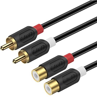 J&D RCA Extensão de Cabo, Cabo RCA Banhado a Ouro Série Audiowave 2 RCA Macho para 2RCA Fêmea Cabo de Áudio Estéreo de Extensão para Entretenimento em Casa e Sistema HiFi, 1,8 Metros J&D RCA Extensão de Cabo, Cabo RCA Banhado a Ouro Série Audiowave 2 RCA Macho para 2RCA Fêmea Cabo de Áudio Estéreo de Extensão para Entretenimento em Casa e Sistema HiFi, 1,8 Metros