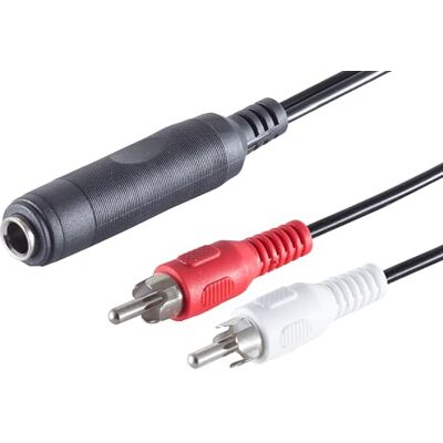 1aTTack.de 1 x 0,2 m, cabo adaptador de conector jack estéreo de 6,3 mm a 2 conectores RCA, cor preta. Ideal para ligações de áudio e vídeo. 1aTTack.de 1 x 0,2 m, cabo adaptador de conector jack estéreo de 6,3 mm a 2 conectores RCA, cor preta. Ideal para ligações de áudio e vídeo.