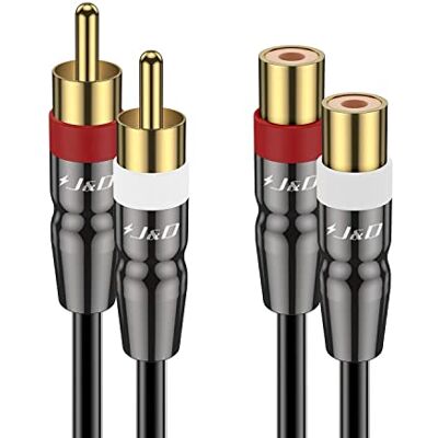 J&D 2 RCA Extensão de Cabo Macho para Fêmea, Concha de Cobre Banhado a Ouro 2RCA Macho para 2RCA Fêmea Cabo de Extensão de Áudio Estéreo Adaptador de Cabo, 1,8 Metros J&D 2 RCA Extensão de Cabo Macho para Fêmea, Concha de Cobre Banhado a Ouro 2RCA Macho para 2RCA Fêmea Cabo de Extensão de Áudio Estéreo Adaptador de Cabo, 1,8 Metros