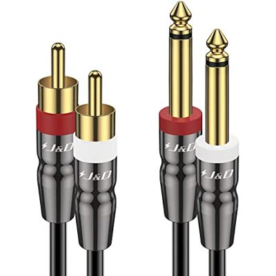 J&D Cabo de Áudio Estéreo RCA para Jack TS 6,3 mm, Cabo Pesado de 2x 6,35 mm para 2RCA, Adaptador de Interconexão de Áudio Estéreo de 1/4 Macho para RCA Macho, Cabo de um Quarto de Polegada, 6 Metros J&D Cabo de Áudio Estéreo RCA para Jack TS 6,3 mm, Cabo Pesado de 2x 6,35 mm para 2RCA, Adaptador de Interconexão de Áudio Estéreo de 1/4 Macho para RCA Macho, Cabo de um Quarto de Polegada, 6 Metros