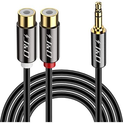 J&D 2 RCA fêmea a 3,5 mm cabo masculino, adaptador de áudio estéreo cabo de extensão, para smartphones, PC, alto-falante, TV, cinema em casa, 6 metros J&D 2 RCA fêmea a 3,5 mm cabo masculino, adaptador de áudio estéreo cabo de extensão, para smartphones, PC, alto-falante, TV, cinema em casa, 6 metros