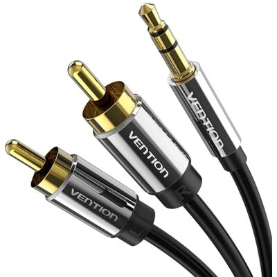 VENTION Cabo de áudio RCA, cabo Jack de 2 RCA, 2 RCA macho a Jack de 3,5 mm, cabo Splitter áudio Y, compatível com controlador de DJ, sistema HiFi, tablet, PC, televisão, estéreo, amplificador (3 m) VENTION Cabo de áudio RCA, cabo Jack de 2 RCA, 2 RCA macho a Jack de 3,5 mm, cabo Splitter áudio Y, compatível com controlador de DJ, sistema HiFi, tablet, PC, televisão, estéreo, amplificador (3 m)