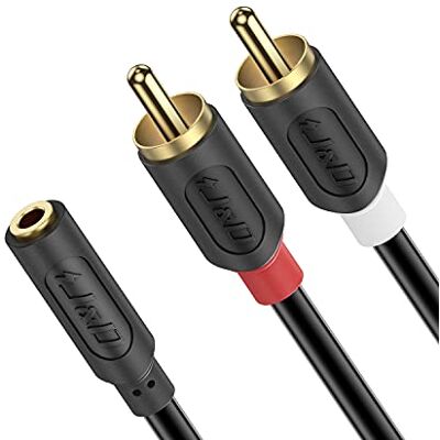 J&D 2 RCA macho a jack 3,5 mm feminino, banhado a ouro Audiowave Series 3,5 mm fêmea a 2 RCA macho estéreo adaptador de áudio e divisor RCA cabo para misturador, Tablet, 0,9 metros J&D 2 RCA macho a jack 3,5 mm feminino, banhado a ouro Audiowave Series 3,5 mm fêmea a 2 RCA macho estéreo adaptador de áudio e divisor RCA cabo para misturador, Tablet, 0,9 metros