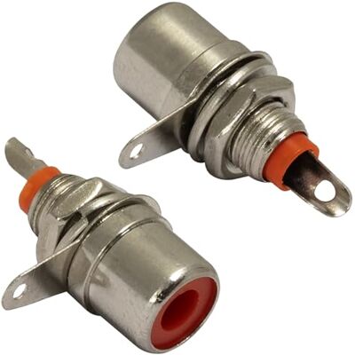 AERZETIX C69390 Conjunto de 2 conectores de tomadas RCA fêmea reta 21 x 16 mm, montagem em painéis de chassis, para soldagem, áudio AERZETIX C69390 Conjunto de 2 conectores de tomadas RCA fêmea reta 21 x 16 mm, montagem em painéis de chassis, para soldagem, áudio