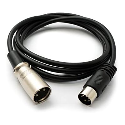 SYSTEM-S Cabo de áudio de 150 cm XLR de 3 pinos macho para DIN 5 pinos adaptador preto SYSTEM-S Cabo de áudio de 150 cm XLR de 3 pinos macho para DIN 5 pinos adaptador preto