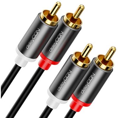 deleyCON 7,5m Cinch Cabo RCA Cabo Áudio de Alta Fidelidade Conector de Metal Banhado a Ouro para Amplificador de Sistema Estéreo de Cinema em Casa Blu-Ray (Extra Fino e Flexível) deleyCON 7,5m Cinch Cabo RCA Cabo Áudio de Alta Fidelidade Conector de Metal Banhado a Ouro para Amplificador de Sistema Estéreo de Cinema em Casa Blu-Ray (Extra Fino e Flexível)