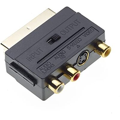 Keple Adaptador SCART, pacote de 2 a 1 x SCART, conversor de adaptador de áudio RCA 3X RCA Keple Adaptador SCART, pacote de 2 a 1 x SCART, conversor de adaptador de áudio RCA 3X RCA