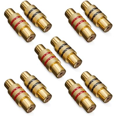 deleyCON 10 peças Acoplador Cinch RCA em Set 5X preto 5X vermelho adaptador áudio vídeo fêmea a fêmea conector deleyCON 10 peças Acoplador Cinch RCA em Set 5X preto 5X vermelho adaptador áudio vídeo fêmea a fêmea conector