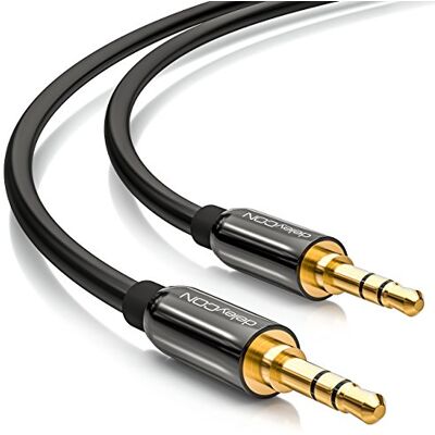 deleyCON 12,5 m Cable Jack 3,5 mm AUX cabo estéreo áudio conector jack reto para PC portátil telemóvel Smartphone Tablet carro recetor HiFi preto deleyCON 12,5 m Cable Jack 3,5 mm AUX cabo estéreo áudio conector jack reto para PC portátil telemóvel Smartphone Tablet carro recetor HiFi preto