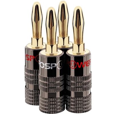 FosPower Conector Banana para Colunas Conectores Banana para Cabo de Alto-falante: Banhado a Ouro 24K 2 pares / 4 Peças – 2 Cores: Branco e Vermelho FosPower Conector Banana para Colunas Conectores Banana para Cabo de Alto-falante: Banhado a Ouro 24K 2 pares / 4 Peças – 2 Cores: Branco e Vermelho