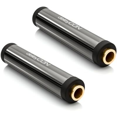 deleyCON 2X AUX áudio estéreo 3,5 mm adaptador acoplador jack preto Conector jack a conector jack, capa metálica e contactos banhados a ouro, para auriculares, altifalantes e cabos de deleyCON 2X AUX áudio estéreo 3,5 mm adaptador acoplador jack preto Conector jack a conector jack, capa metálica e contactos banhados a ouro, para auriculares, altifalantes e cabos de