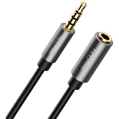 deleyCON 3,0 m Extensão Headset CTIA 4 polos TRRS microfone 3,5 mm Jack cabo extensor auriculares AUX conector metálico estéreo áudio PC telemóvel Smartphone Tablet HiFi recetor deleyCON 3,0 m Extensão Headset CTIA 4 polos TRRS microfone 3,5 mm Jack cabo extensor auriculares AUX conector metálico estéreo áudio PC telemóvel Smartphone Tablet HiFi recetor