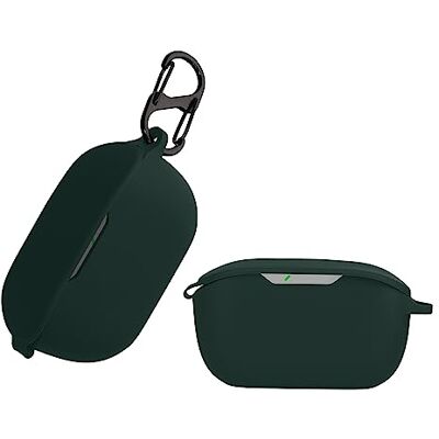 kwmobile Capa compatível com JBL Wave Buds capa capa de silicone anti-choque com mosquetão verde escuro kwmobile Capa compatível com JBL Wave Buds capa capa de silicone anti-choque com mosquetão verde escuro