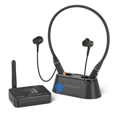 Avantree Aura Loop Auriculares TV sem fios de nova geração com Auracast e base de carregamento, 3 modos EQ com Voice Clear para idosos, compatível com conexão Auracast One-to-Many Avantree Aura Loop Auriculares TV sem fios de nova geração com Auracast e base de carregamento, 3 modos EQ com Voice Clear para idosos, compatível com conexão Auracast One-to-Many