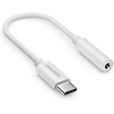 deleyCON USB-C a 3,5 mm Adaptador de áudio DAC-Chip & TRRS USB Tipo-C conector para jack fêmea compatível com smartphone, tablet, auriculares, altifalante branco deleyCON USB-C a 3,5 mm Adaptador de áudio DAC-Chip & TRRS USB Tipo-C conector para jack fêmea compatível com smartphone, tablet, auriculares, altifalante branco