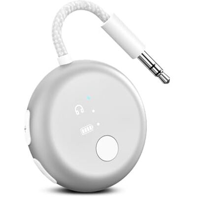 Avantree SoundJet R1 – Adaptador Bluetooth avião para auriculares e AirPods, aptX Adaptive, Qualcomm Chipset, bateria de 20 h, transmissor de áudio sem fios para viagens prata Avantree SoundJet R1 – Adaptador Bluetooth avião para auriculares e AirPods, aptX Adaptive, Qualcomm Chipset, bateria de 20 h, transmissor de áudio sem fios para viagens prata