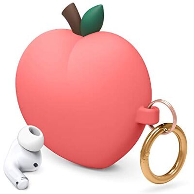 elago Capa de pêssego para AirPods Pro Design 3D bonito, capa com mosquetão elago Capa de pêssego para AirPods Pro Design 3D bonito, capa com mosquetão