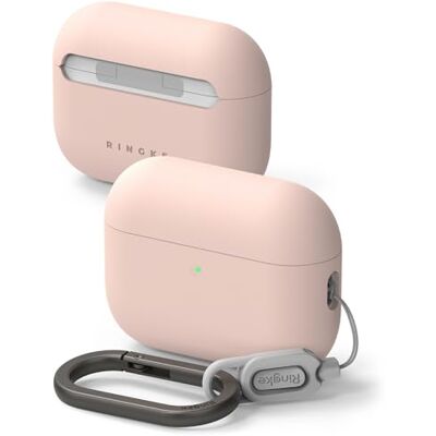 Ringke Capa de silicone para AirPods Pro 3, sensação suave como veludo, capa leve, fina e bonita com mosquetão para mulheres e homens rosa areia Ringke Capa de silicone para AirPods Pro 3, sensação suave como veludo, capa leve, fina e bonita com mosquetão para mulheres e homens rosa areia