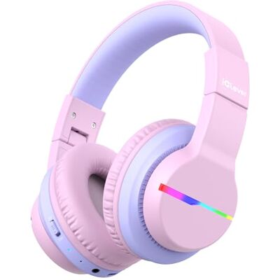 iClever Auriculares Bluetooth para crianças, luzes LED coloridas, limitador de volume de 74/85/94 dB, tempo de reprodução de 40 horas, Bluetooth 5.0, microfone incorporado. iClever Auriculares Bluetooth para crianças, luzes LED coloridas, limitador de volume de 74/85/94 dB, tempo de reprodução de 40 horas, Bluetooth 5.0, microfone incorporado.