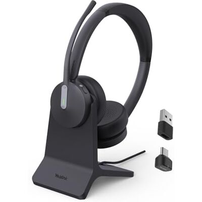 Yealink BH70 com suporte auriculares sem fios Bluetooth com microfone para o trabalho, até 35 h de tempo de conversação, certificação Teams, carregamento rápido ≤ 90 min, adaptador USB-C/A não Yealink BH70 com suporte auriculares sem fios Bluetooth com microfone para o trabalho, até 35 h de tempo de conversação, certificação Teams, carregamento rápido ≤ 90 min, adaptador USB-C/A não