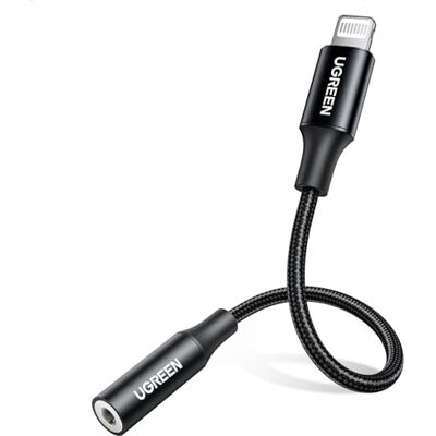 UGREEN Adaptador auriculares para MFi certificado Lightning a Jack 3,5 mm com microfone compatível com iPad e iPhone 14 Plus Pro/SE 2022/13/ 12/11/ XR/X/ 8, Plug e Play (preto) UGREEN Adaptador auriculares para MFi certificado Lightning a Jack 3,5 mm com microfone compatível com iPad e iPhone 14 Plus Pro/SE 2022/13/ 12/11/ XR/X/ 8, Plug e Play (preto)
