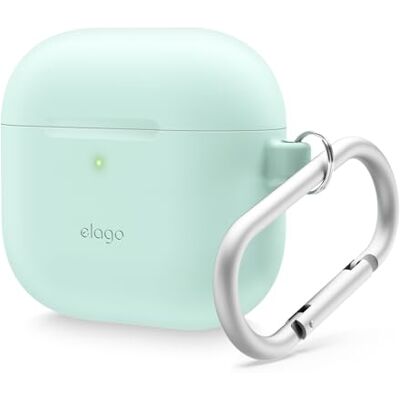elago Capa de silicone com porta-chaves para AirPods 5 e AirPods 4 Silicone premium, carregamento sem fios, anti-impactos e proteção completa (hortelã) elago Capa de silicone com porta-chaves para AirPods 5 e AirPods 4 Silicone premium, carregamento sem fios, anti-impactos e proteção completa (hortelã)