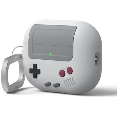 elago AW5 Compatível com AirPods Pro 3, com mosquetão, proteção contra quedas, anti-poeira, frontal com LED visível, design retro de consola portátil clássica, carregamento sem fios (cinzento claro) elago AW5 Compatível com AirPods Pro 3, com mosquetão, proteção contra quedas, anti-poeira, frontal com LED visível, design retro de consola portátil clássica, carregamento sem fios (cinzento claro)