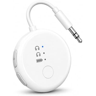 Avantree SoundJet R1 – Adaptador Bluetooth para Avião para Fones de Ouvido & AirPods, aptX Adaptive, Qualcomm Chipset, Bateria de 20h, Transmissor de Áudio Sem Fio para Viagens Branco Avantree SoundJet R1 – Adaptador Bluetooth para Avião para Fones de Ouvido & AirPods, aptX Adaptive, Qualcomm Chipset, Bateria de 20h, Transmissor de Áudio Sem Fio para Viagens Branco