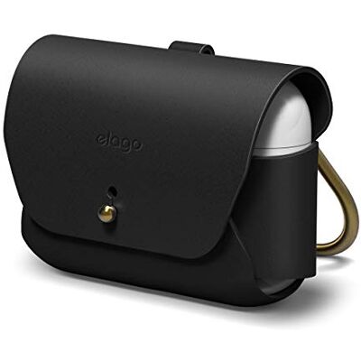 elago Capa de couro com mosquetão para AirPods Pro 2 e AirPods Pro Pele autêntica, ajuste testado (preto) elago Capa de couro com mosquetão para AirPods Pro 2 e AirPods Pro Pele autêntica, ajuste testado (preto)