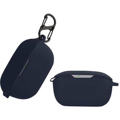 kwmobile Capa compatível com JBL Wave Buds capa capa de silicone anti-choque com mosquetão azul escuro kwmobile Capa compatível com JBL Wave Buds capa capa de silicone anti-choque com mosquetão azul escuro
